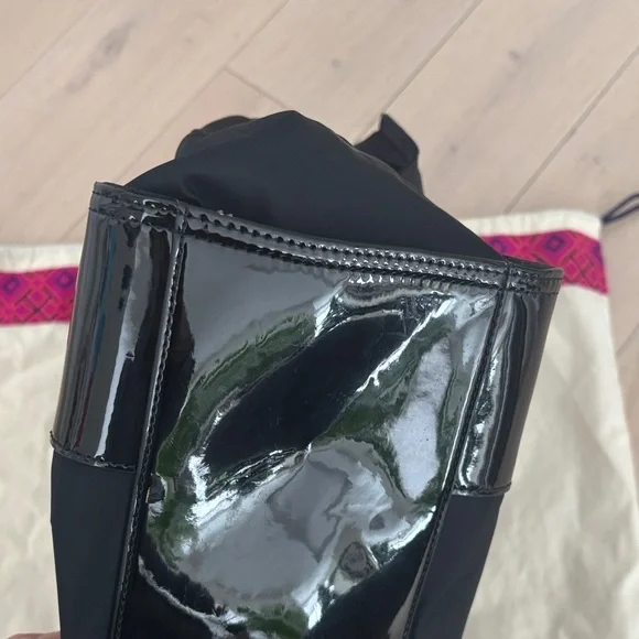 Tory Burch Black Nylon Patent Leather Tote - Picture 9 of 14